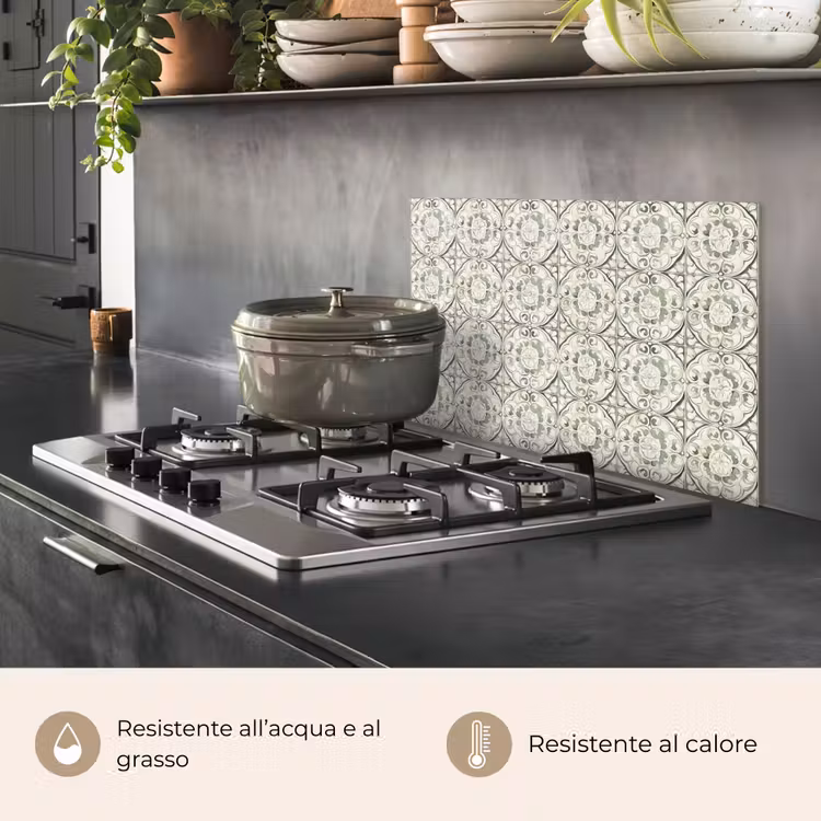 Paraschizzi cucina - Ornamento riccio - Piastrella - Verde — 2