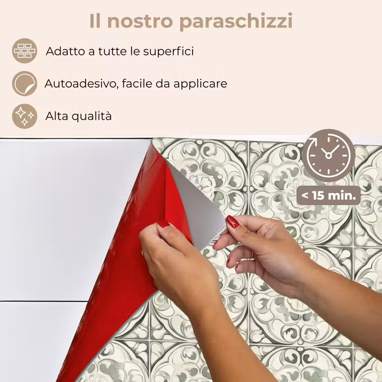 Paraschizzi cucina - Ornamento riccio - Piastrella - Verde — 4