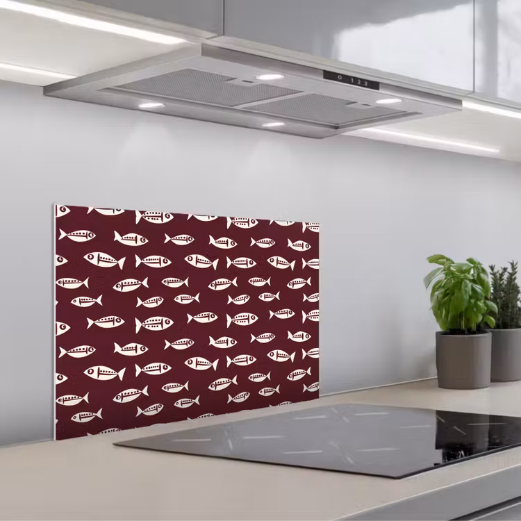 Paraschizzi cucina - Pesce - Grafica - Motivo - Scuro — 1