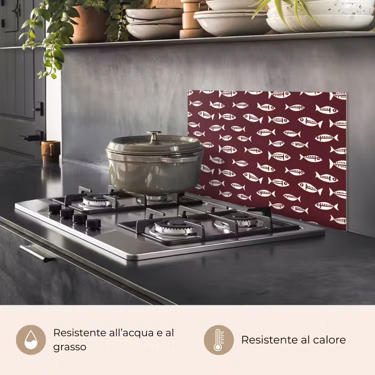 Paraschizzi cucina - Pesce - Grafica - Motivo - Scuro — 2
