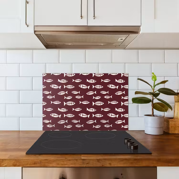 Paraschizzi cucina - Pesce - Grafica - Motivo - Scuro — 3