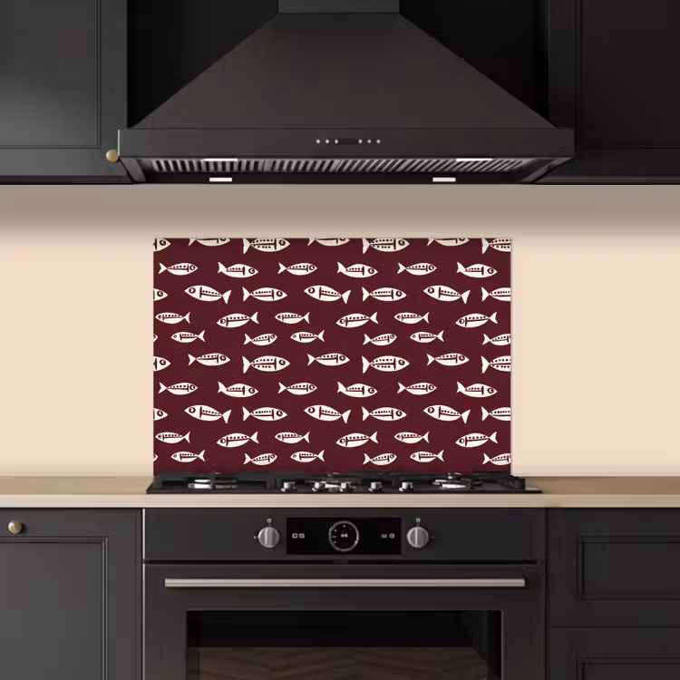 Paraschizzi cucina - Pesce - Grafica - Motivo - Scuro — 5