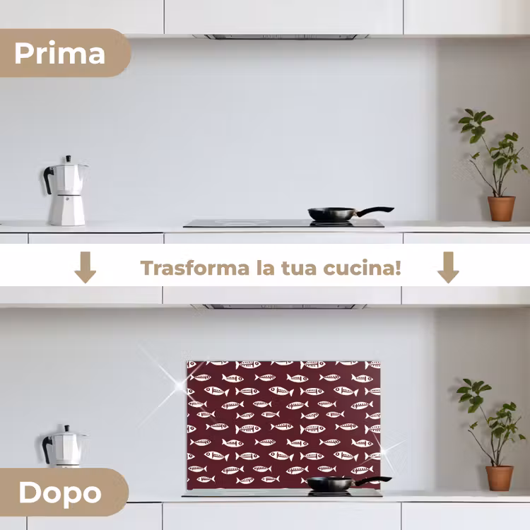 Paraschizzi cucina - Pesce - Grafica - Motivo - Scuro — 7
