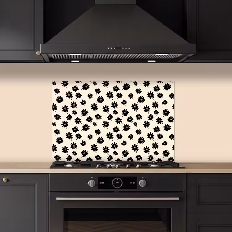 Paraschizzi cucina - Margherite - Grafica - Nero - Beige — 5