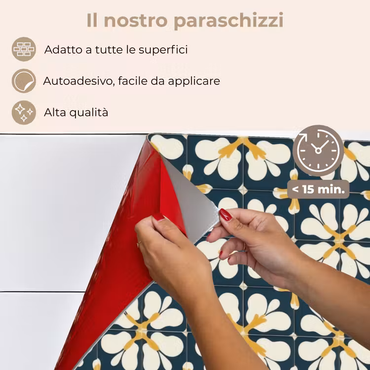 Paraschizzi cucina - Motivo - Piastrella - Giallo ocra — 4