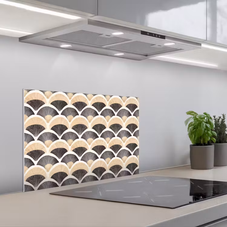 Paraschizzi cucina - Ventaglio - Modello - Nero - Beige — 1