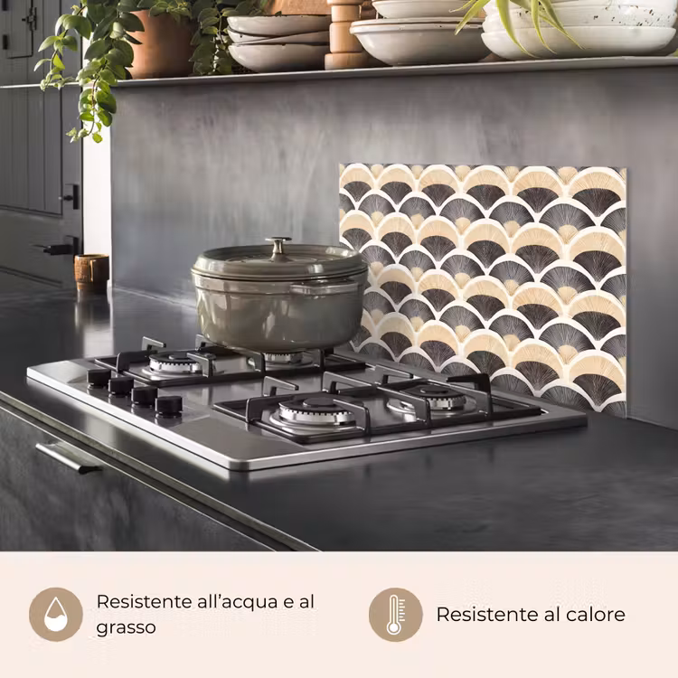 Paraschizzi cucina - Ventaglio - Modello - Nero - Beige — 2