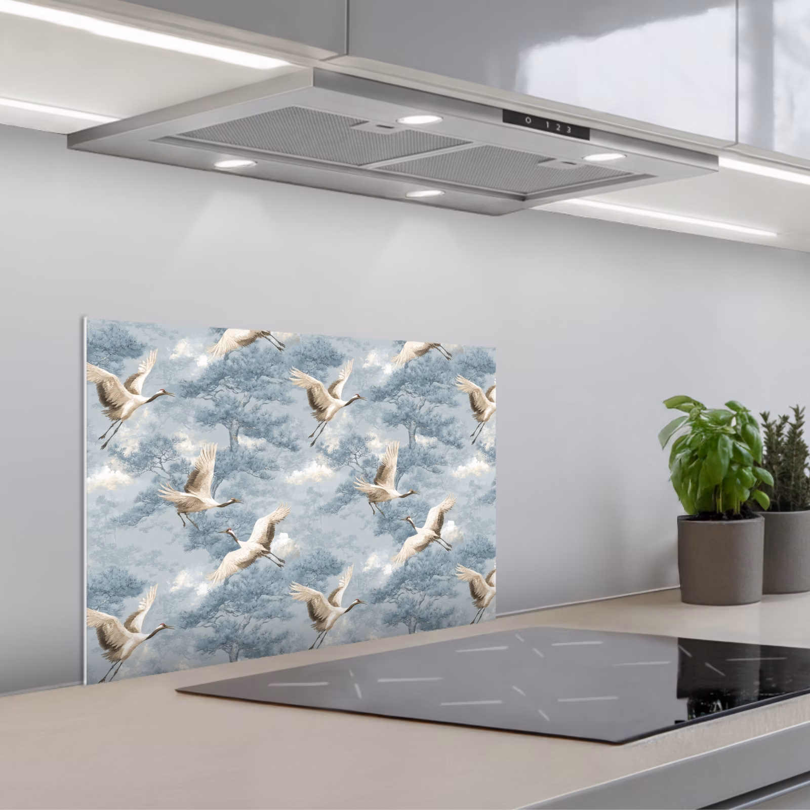 Paraschizzi cucina - Nuvole - Gru - Blu — 1