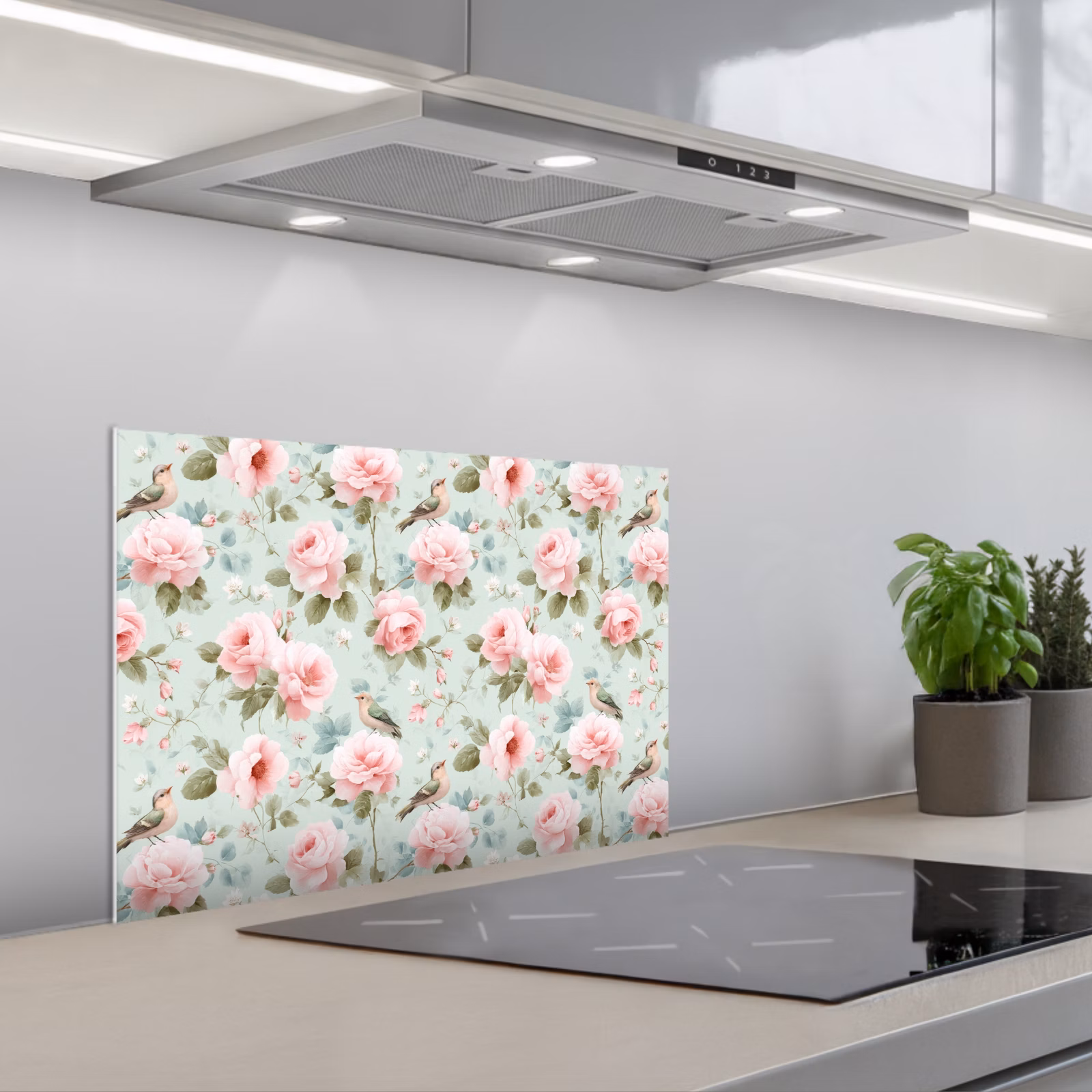 Paraschizzi cucina - Rose - Uccelli - Pastello - Colorato — 1