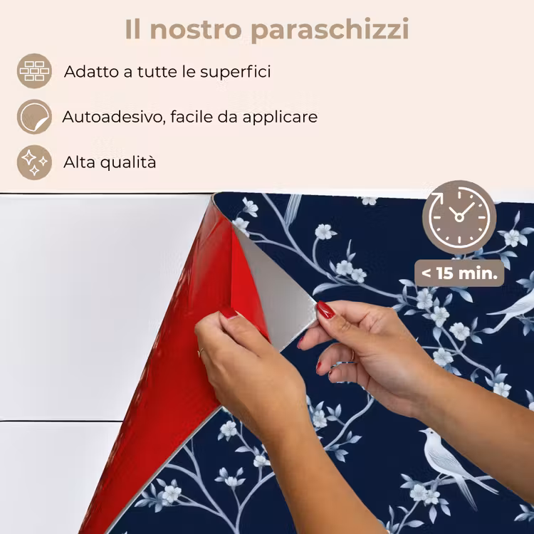 Paraschizzi cucina - Grafica - Ramo di fiori - Blu — 4