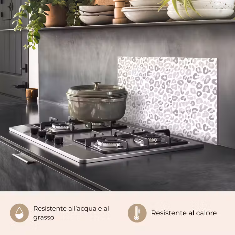 Paraschizzi cucina - Leopardo - Motivo - Grigio — 2