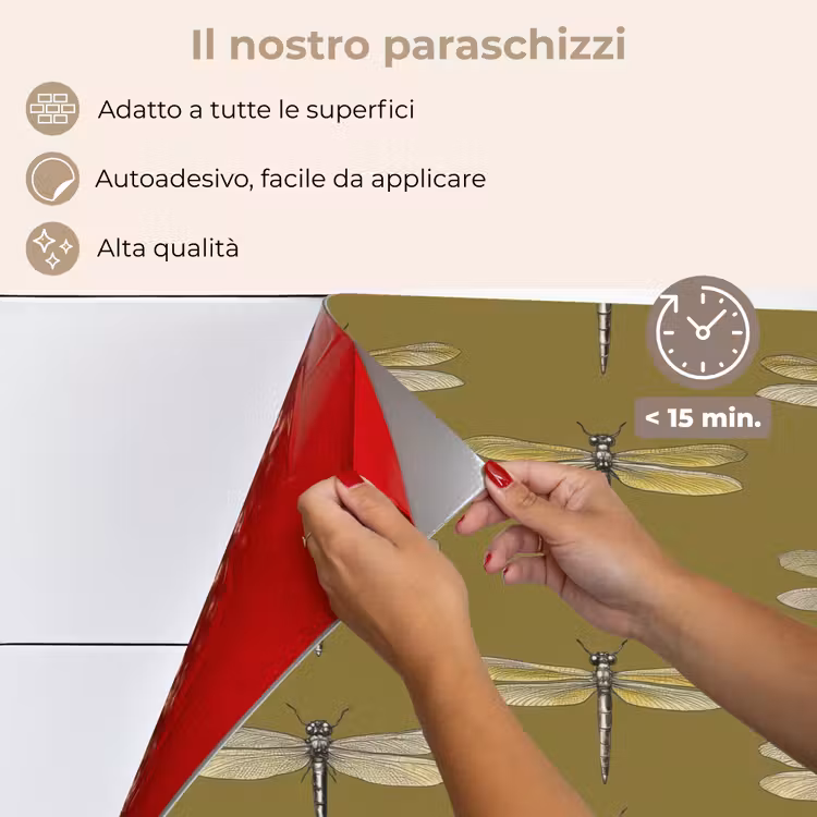 Paraschizzi cucina - Libellule - Motivo - Verde — 4