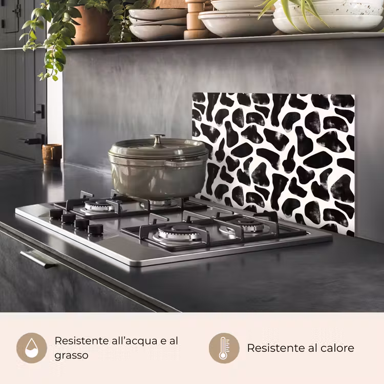 Paraschizzi cucina - Motivo animale - Macchie - Nero - Bianco — 2