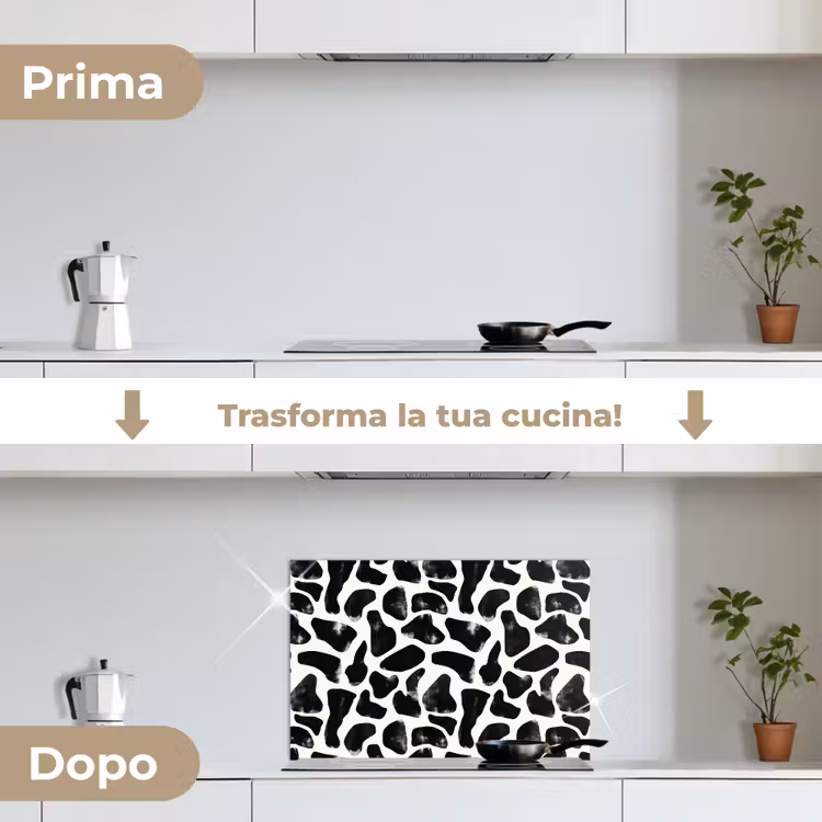 Paraschizzi cucina - Motivo animale - Macchie - Nero - Bianco — 7