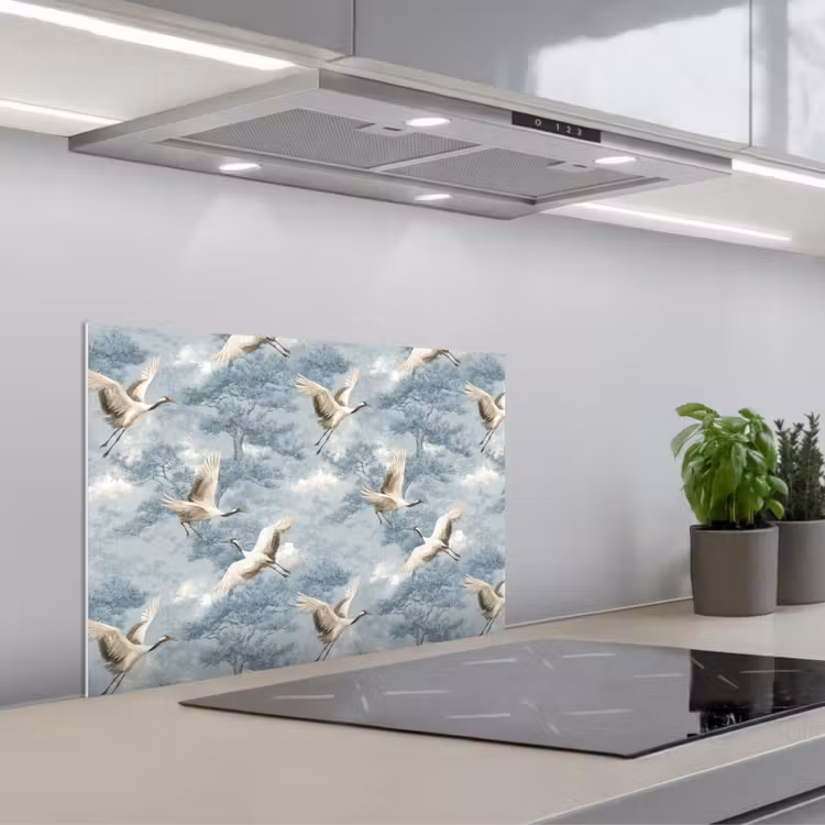 Paraschizzi cucina - Nuvole - Gru - Blu — 1