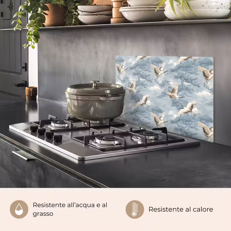 Paraschizzi cucina - Nuvole - Gru - Blu — 2