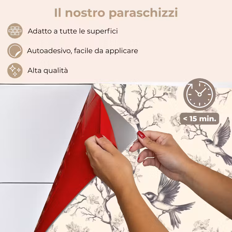 Paraschizzi cucina - Rami - Uccelli - Beige — 4
