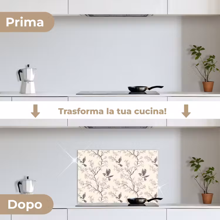 Paraschizzi cucina - Rami - Uccelli - Beige — 7
