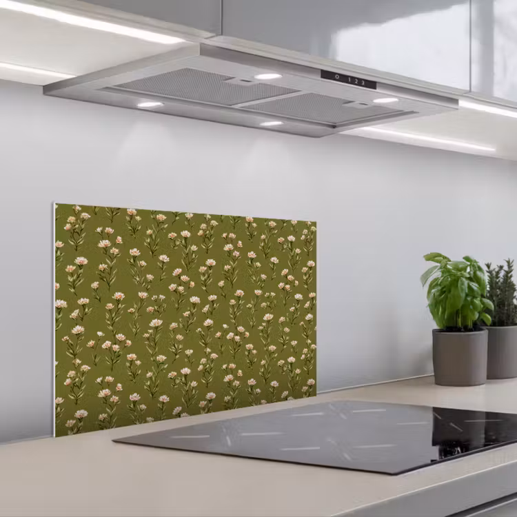Paraschizzi cucina - Rustico - Fiori - Verde — 1