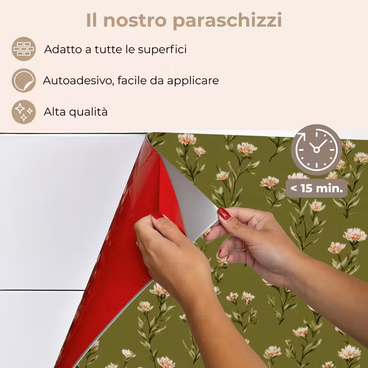 Paraschizzi cucina - Rustico - Fiori - Verde — 4