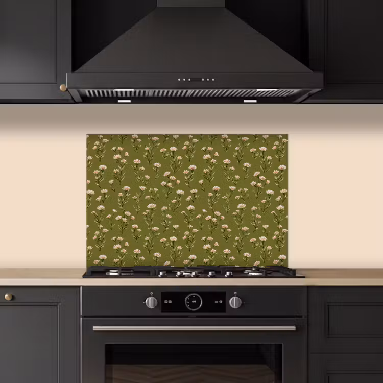 Paraschizzi cucina - Rustico - Fiori - Verde — 5