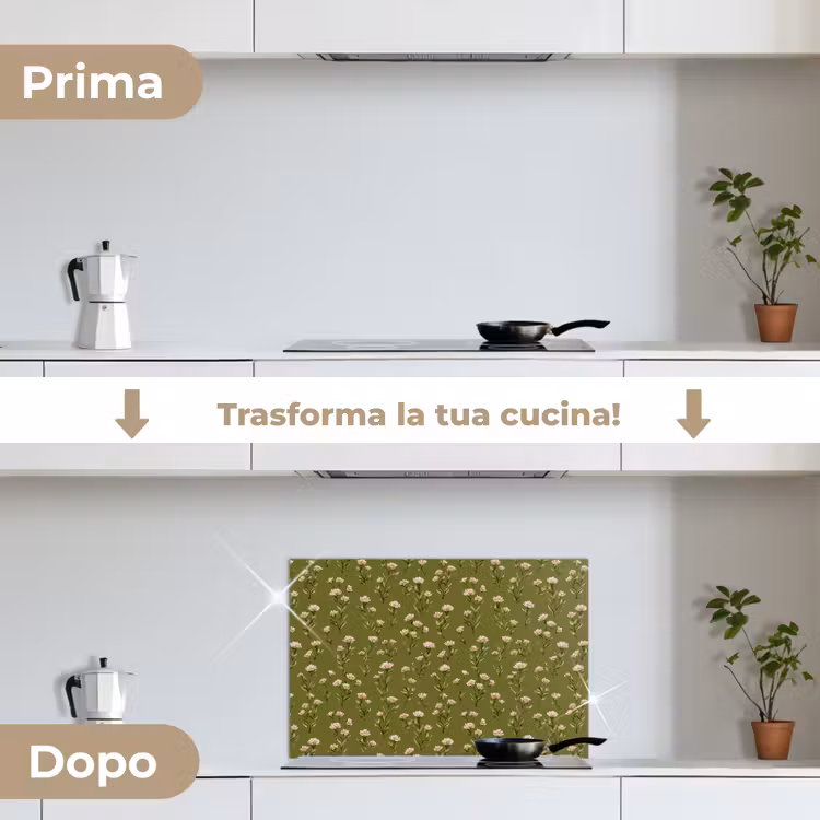 Paraschizzi cucina - Rustico - Fiori - Verde — 7