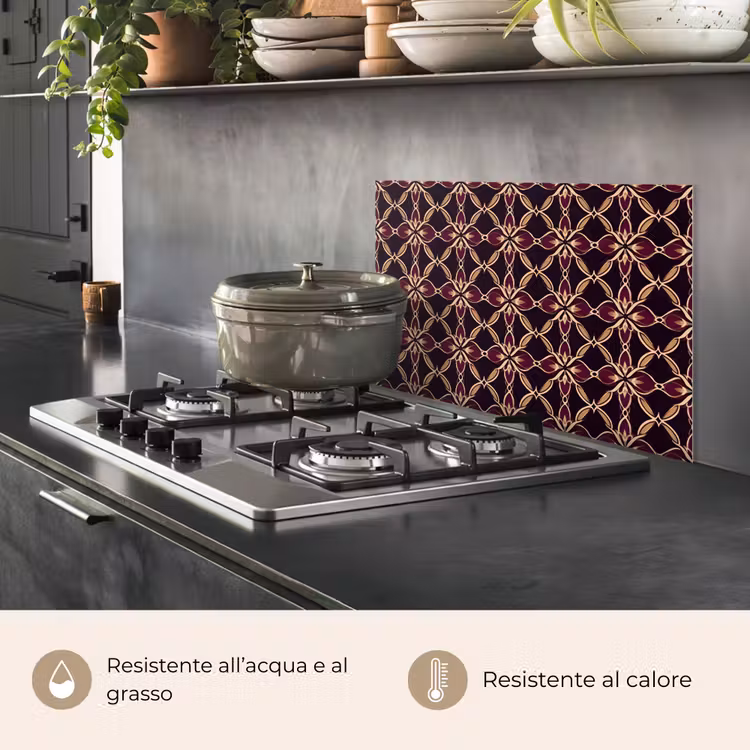 Paraschizzi cucina - Simmetrico - Piastrella - Borgogna — 2