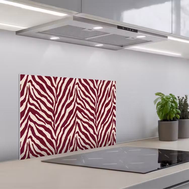 Paraschizzi cucina - Zebra - Motivo - Bordeaux - Rosso — 1