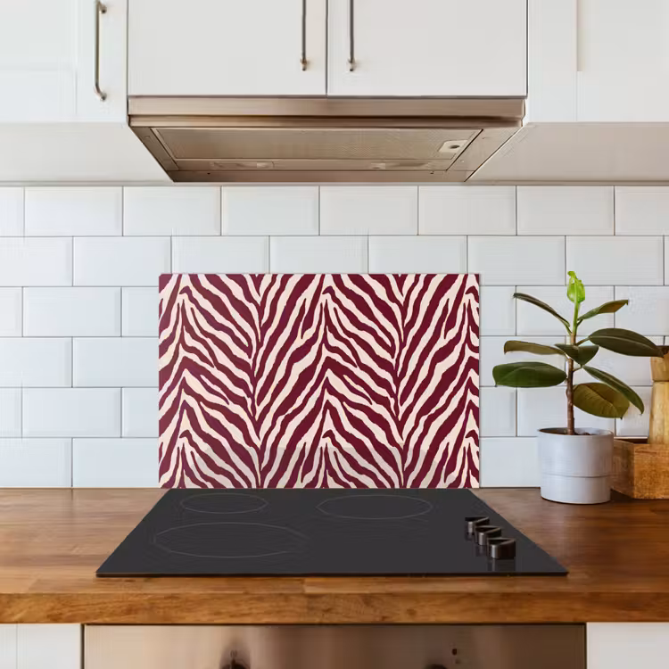 Paraschizzi cucina - Zebra - Motivo - Bordeaux - Rosso — 3
