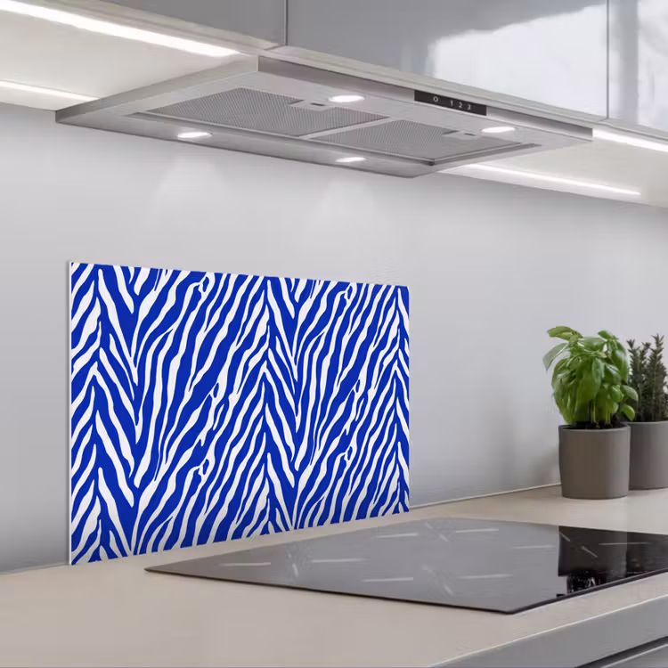 Paraschizzi cucina - Zebra - Motivo - Cobalto - Blu — 1
