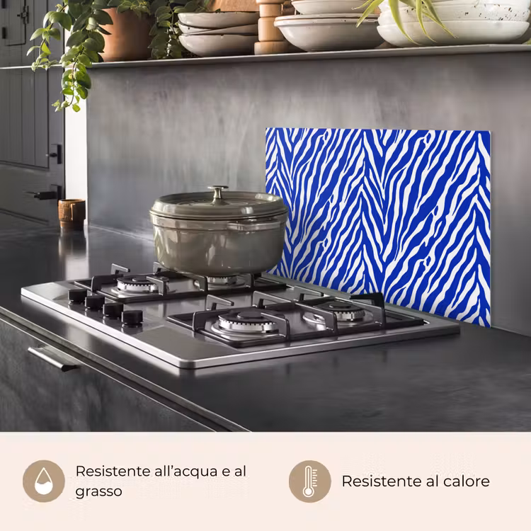 Paraschizzi cucina - Zebra - Motivo - Cobalto - Blu — 2