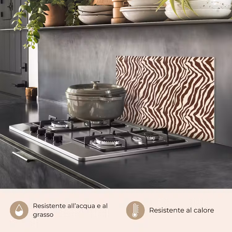 Paraschizzi cucina - Zebra - Motivo - Nero - Bianco — 2