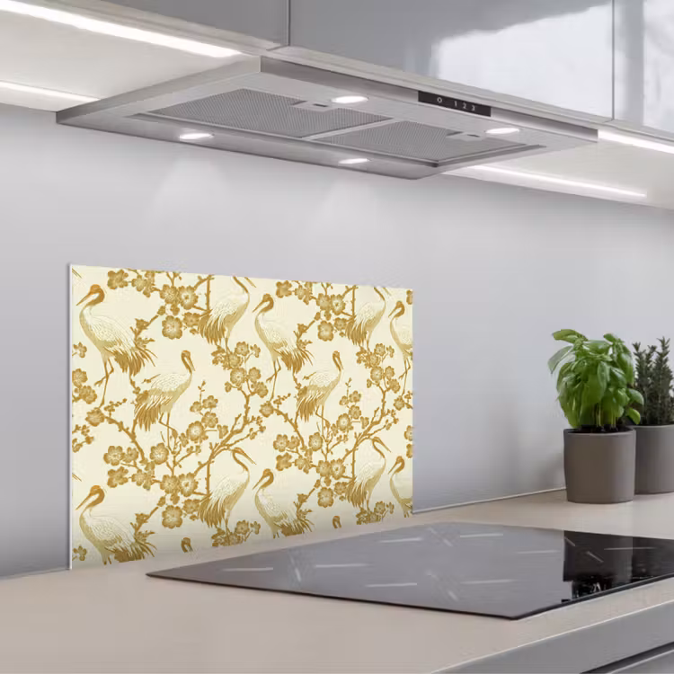Paraschizzi cucina - Gru - Fiori di ciliegio - Oro — 1