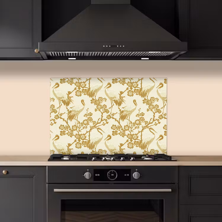Paraschizzi cucina - Gru - Fiori di ciliegio - Oro — 5