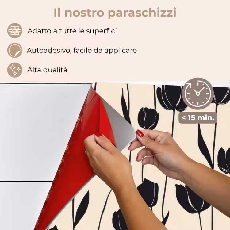 Paraschizzi cucina - Tulipani - Motivo - Nero — 4