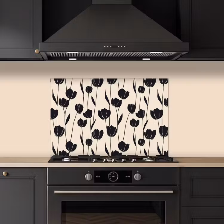 Paraschizzi cucina - Tulipani - Motivo - Nero — 5