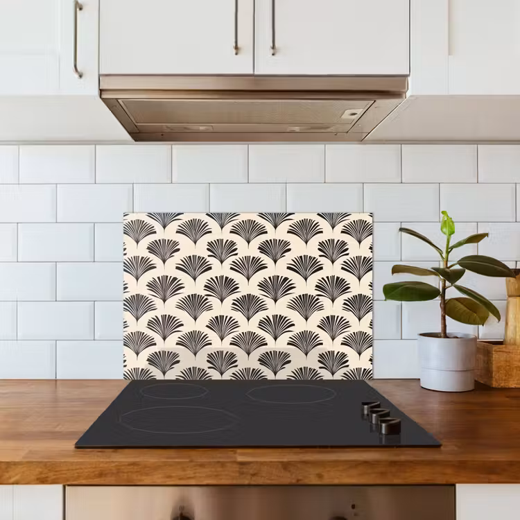 Paraschizzi cucina - Ventagli - Botanico - Nero - Beige — 3