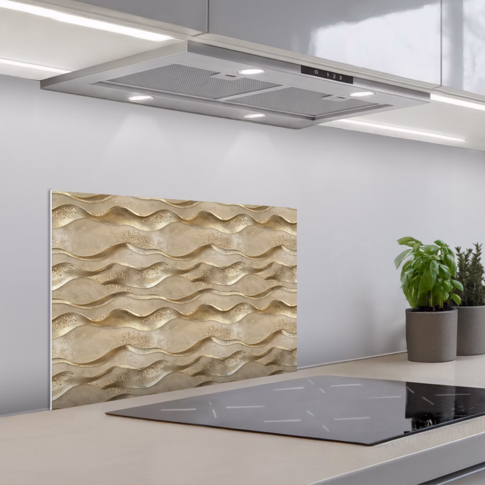 Paraschizzi cucina - Onde - Motivo - Oro — 1