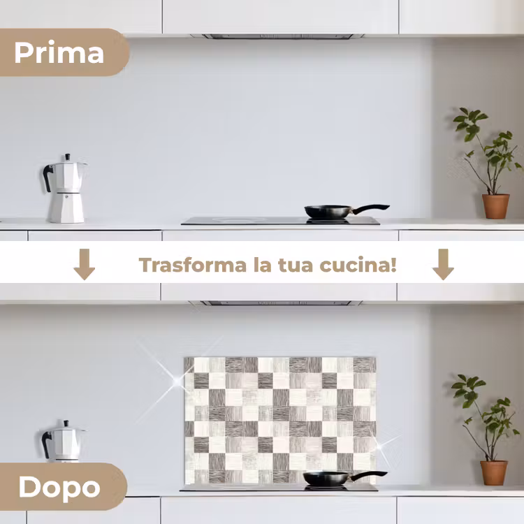 Paraschizzi cucina - Motivo - Scacchiera - Venature del legno — 7