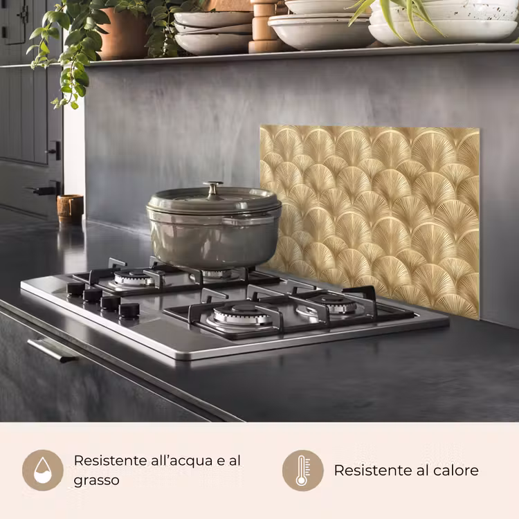 Paraschizzi cucina - Motivo - Ventaglio - Oro — 2