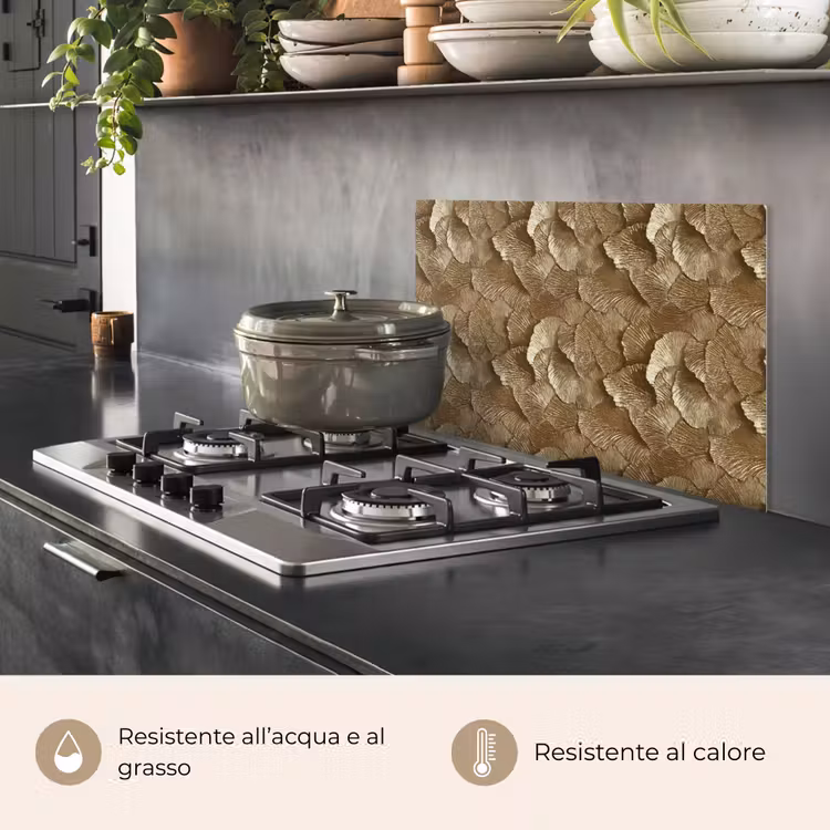 Paraschizzi cucina - Organico - Motivo - Foglie - Oro — 2