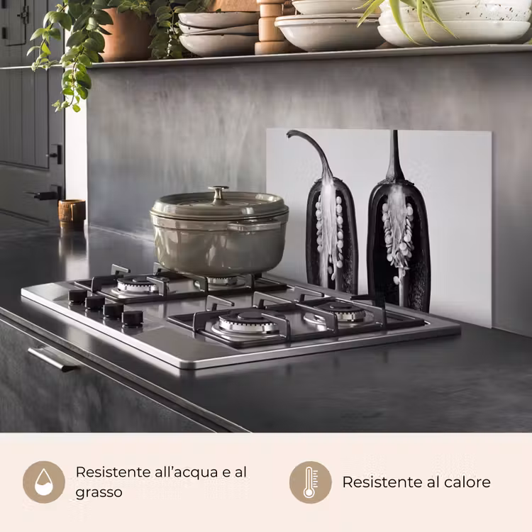 Paraschizzi cucina - Peperoni - Nero - Bianco - Cornici per semi — 2