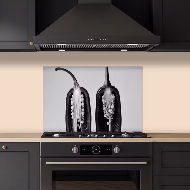 Paraschizzi cucina - Peperoni - Nero - Bianco - Cornici per semi — 5