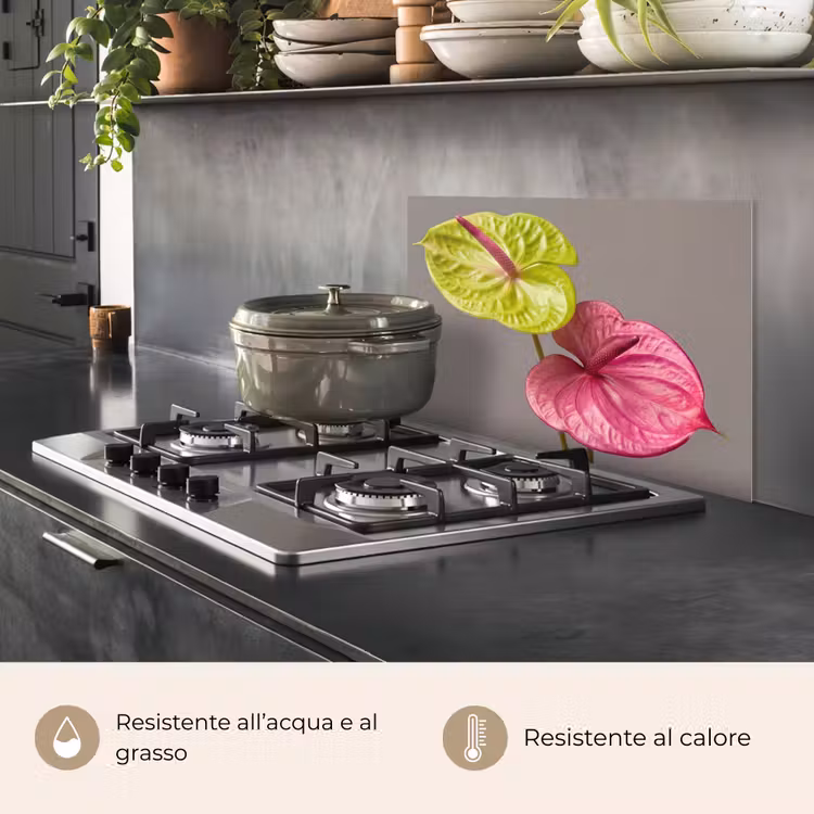 Paraschizzi cucina - Piante - Anthurium - Verde - Rosa — 2