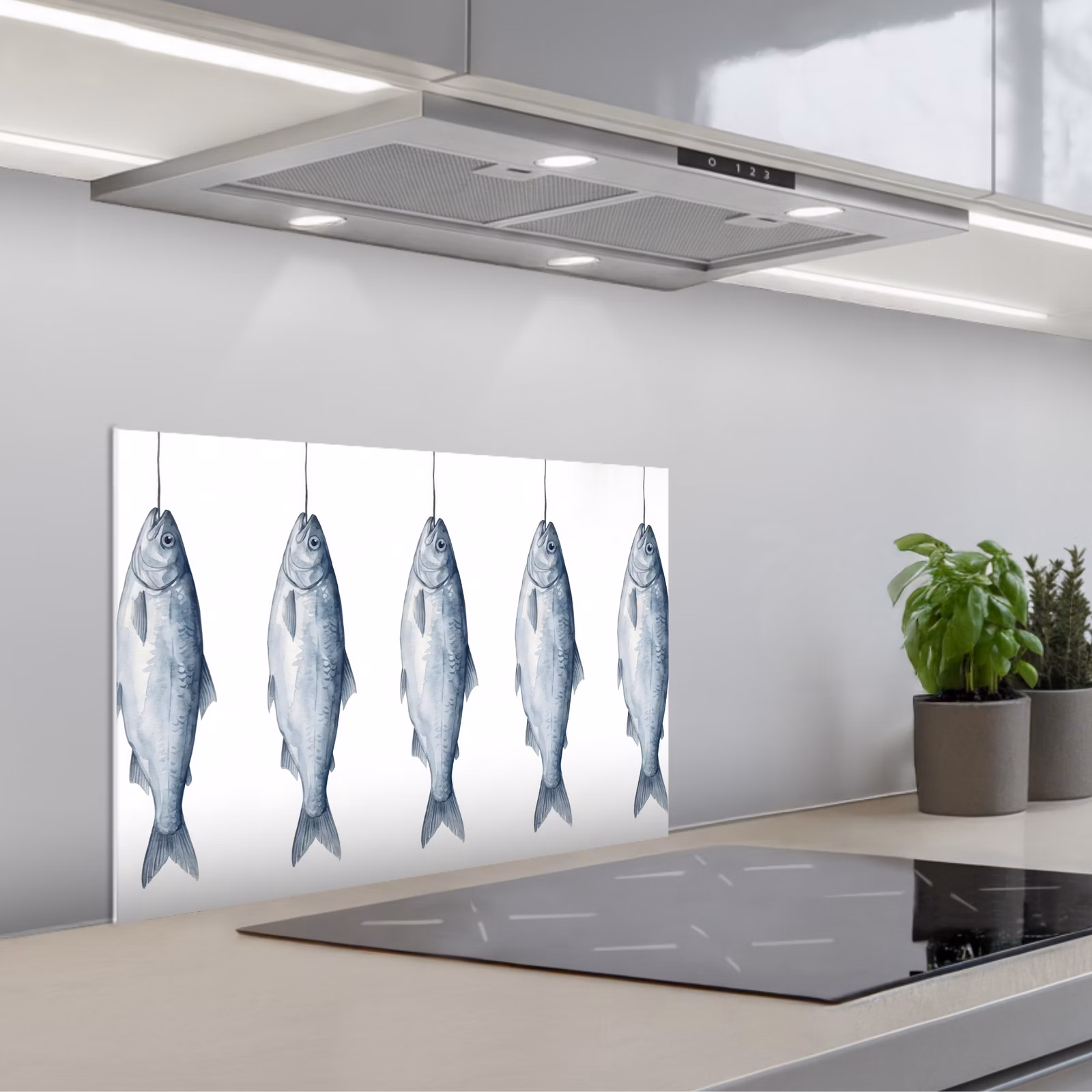 Paraschizzi cucina - Pesce - Illustrazione - Blu Delft — 1