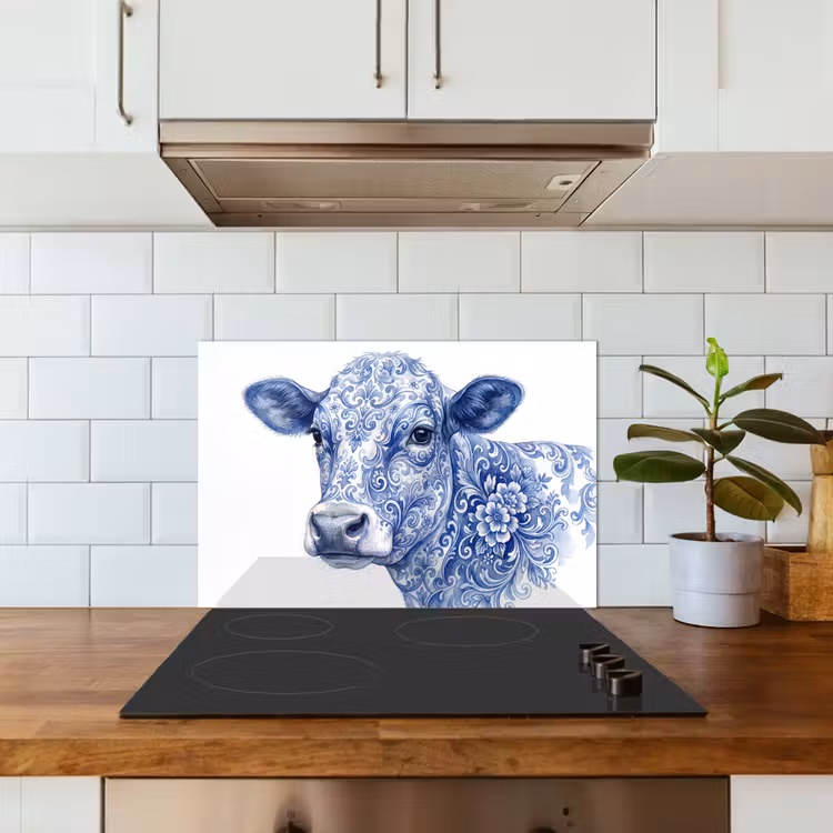 Paraschizzi cucina - Illustrazione - Mucca - Blu — 3