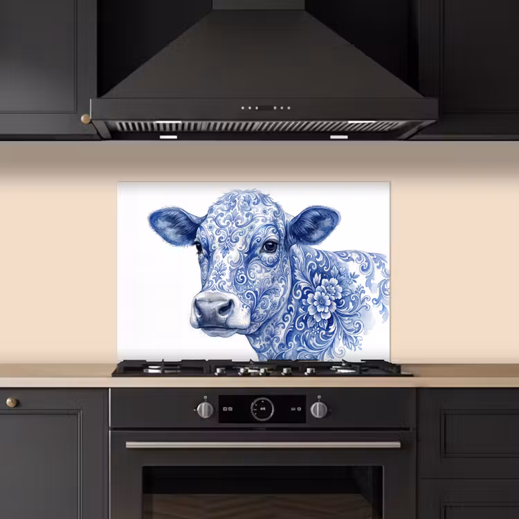 Paraschizzi cucina - Illustrazione - Mucca - Blu — 5