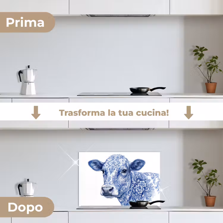 Paraschizzi cucina - Illustrazione - Mucca - Blu — 7