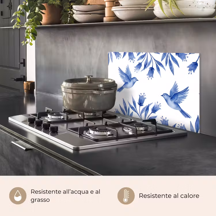 Paraschizzi cucina - Moderno - Uccelli - Delftware — 2