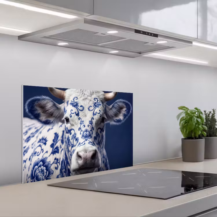Paraschizzi cucina - Mucca - Delfts - Blu - Artistico — 1